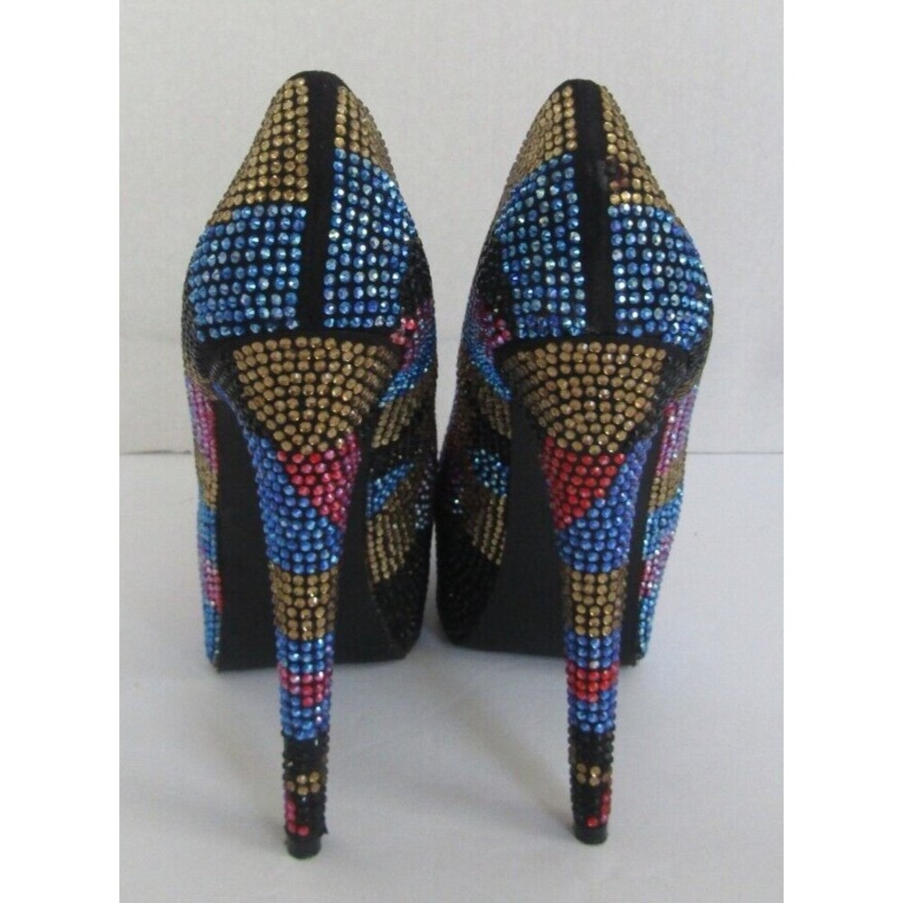 Steve Madden Dyvinal Heels Multi Colored Camouflage Rhinestone Size 6.5 - Picture 5 of 9